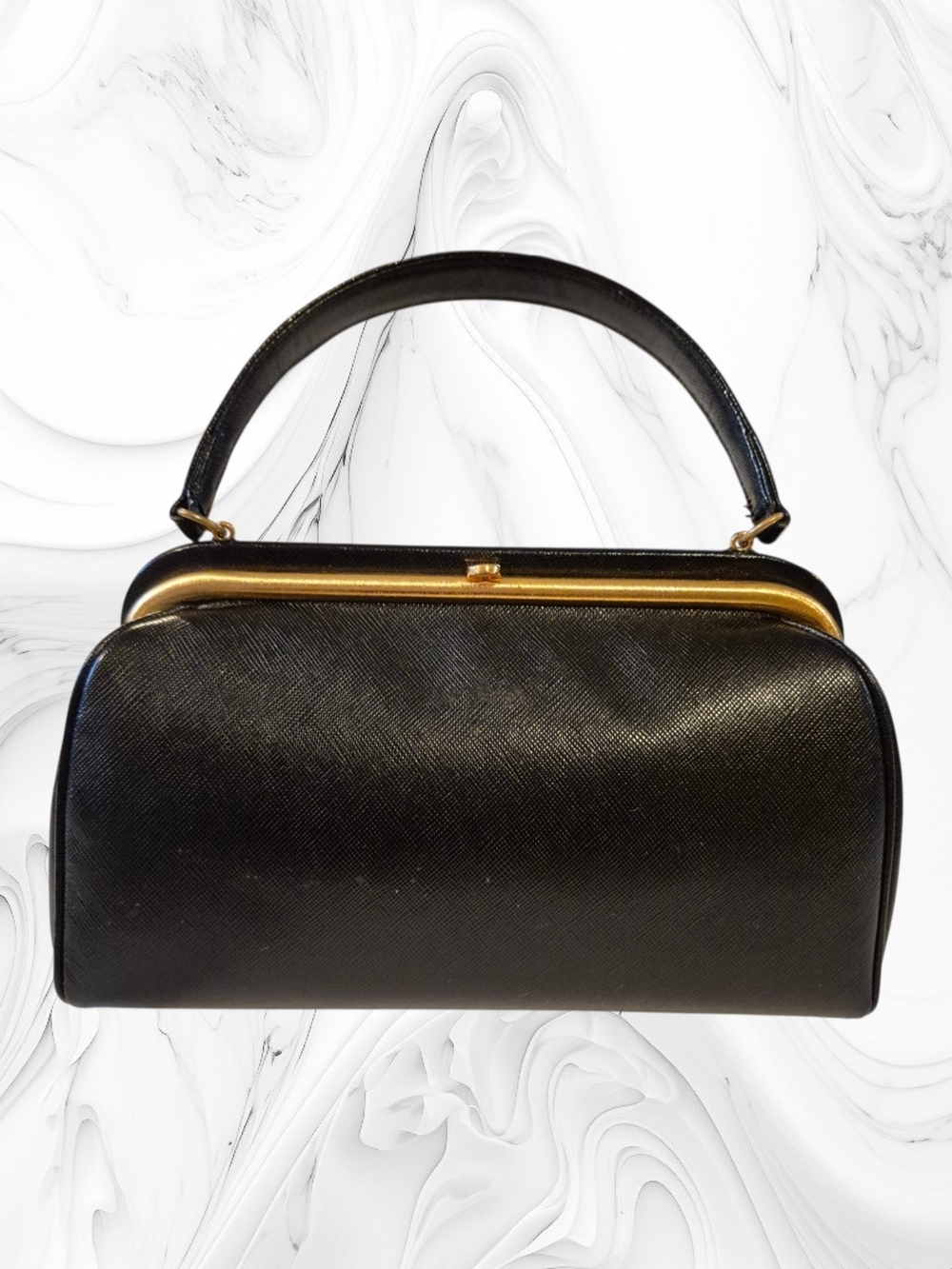 1955-1962 Vintage Morris Moscowitz Black Saffian Leather Handbag